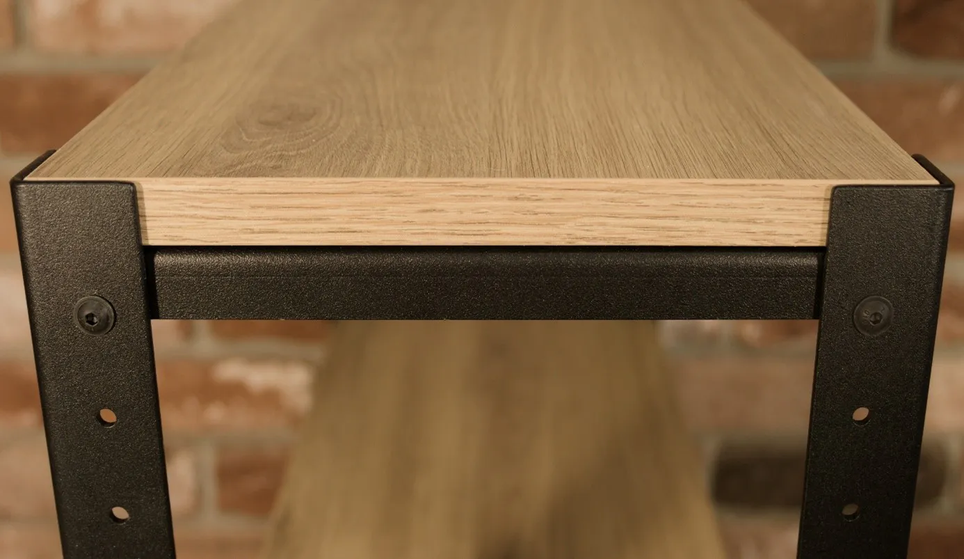 Widok górnej ramy regału loftowego 90x25x190 V1 Dąb Dziki – stalowy stelaż malowany proszkowo