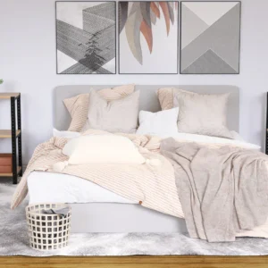 Niski regał 40x35x82 z płyty Dąb Dziki – aranżacja w sypialni, nowoczesny styl z akcentami drewna