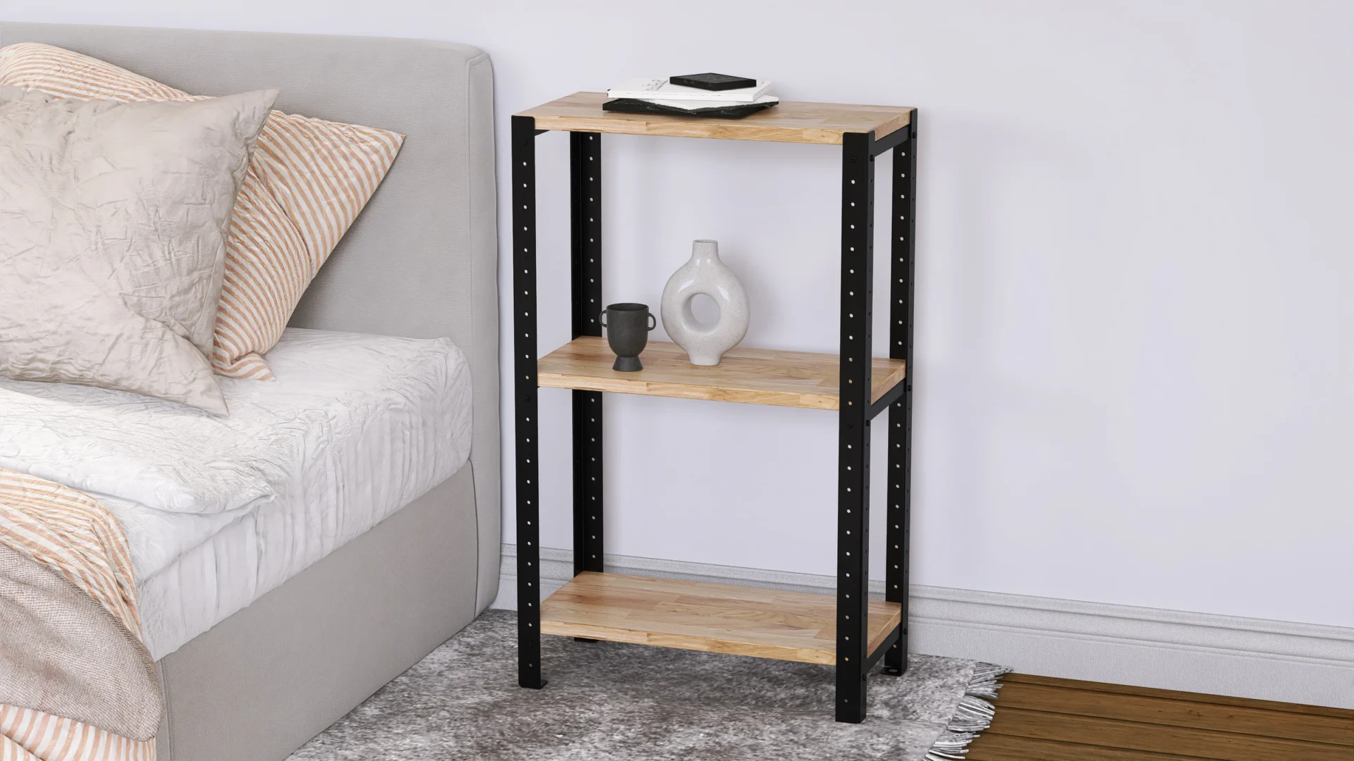 Zbliżenie na regał 50x25x82 – detale półki i konstrukcji w stylu industrialnym