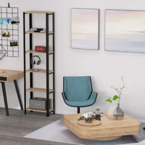 Regał 50x25x190 Dąb Dziki – prezentacja w przestronnym biurze o jasnej kolorystyce