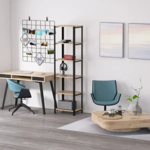 Regał 50x35x190 – w przestrzeni wypoczynkowej lub biurowej, idealny na książki i dekoracje