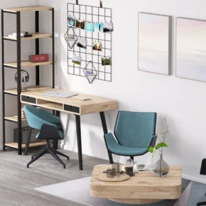 Regał 60x35x190 w nowoczesnym wnętrzu – wysoki industrialny regał na kwiaty i książki z rustykalnym dekorem