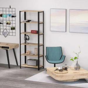 Regał 70x35x190 jako biblioteczka – pojemny mebel do salonu lub biura w stylu industrialnym