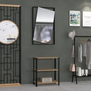 Regał 70x35x82 Dąb Dziki w aranżacji przedpokoju – miejsce na dodatki i dekoracje